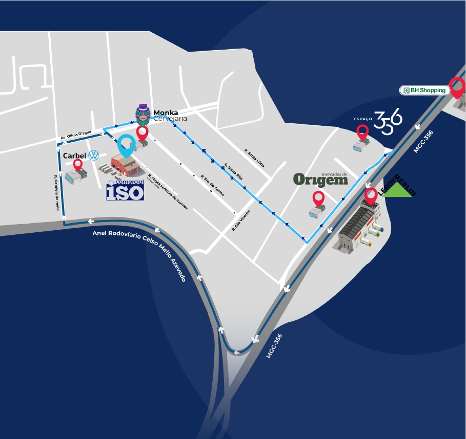 Mapa para chegar à Comercial ISO